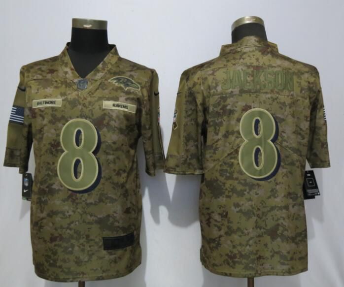 Men Baltimore Ravens #8 Jackson Nike Camo Salute to Service Limited NFL Jerseys->baltimore ravens->NFL Jersey